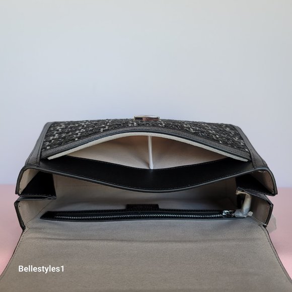 KATE SPADE Katy Tweed Medium Top Handle & Crossbody Bag- Black Multi⭐ - Picture 13 of 16